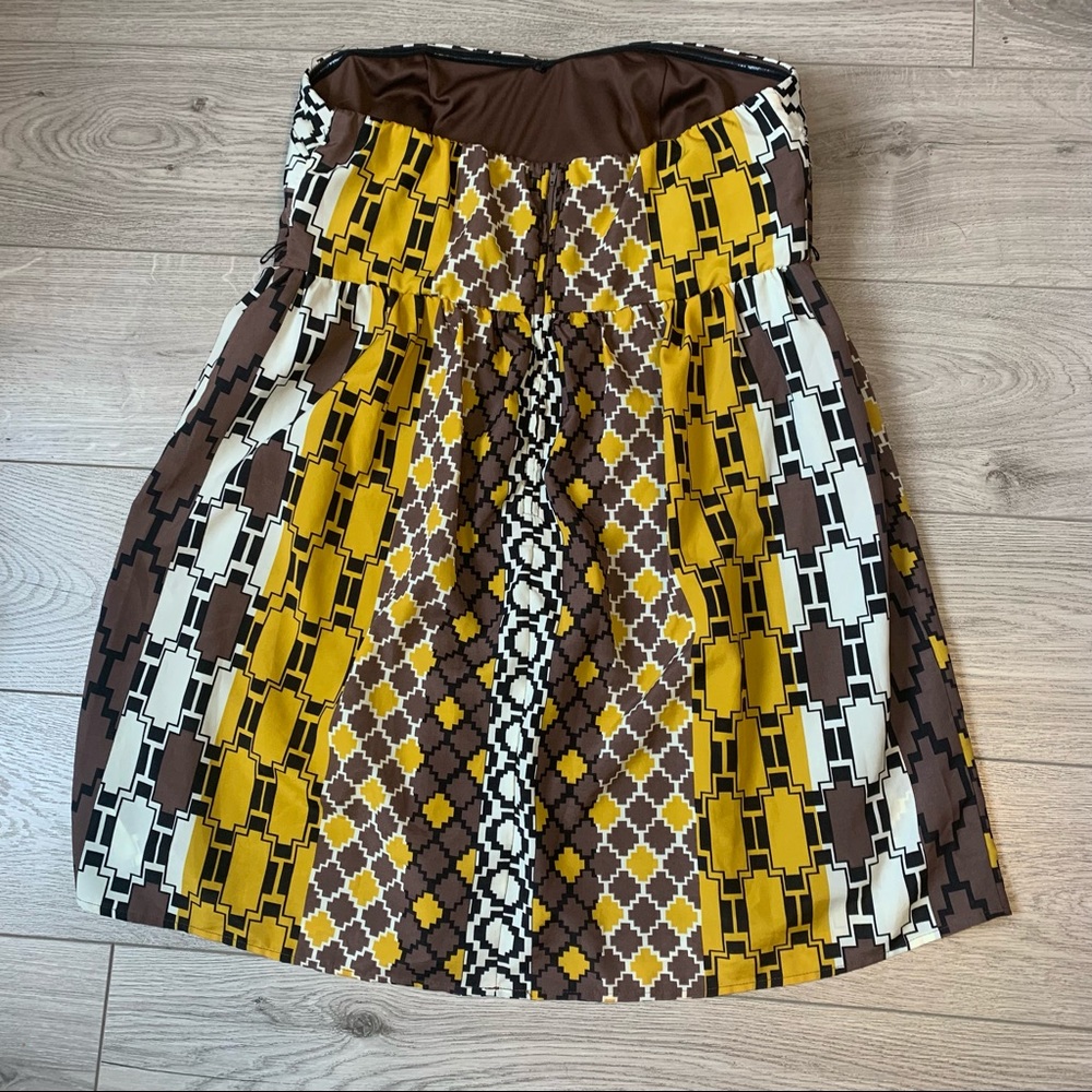 Torrid plus size dress strapless boho Aztec print brown yellow size 14 US - Picture 13 of 15
